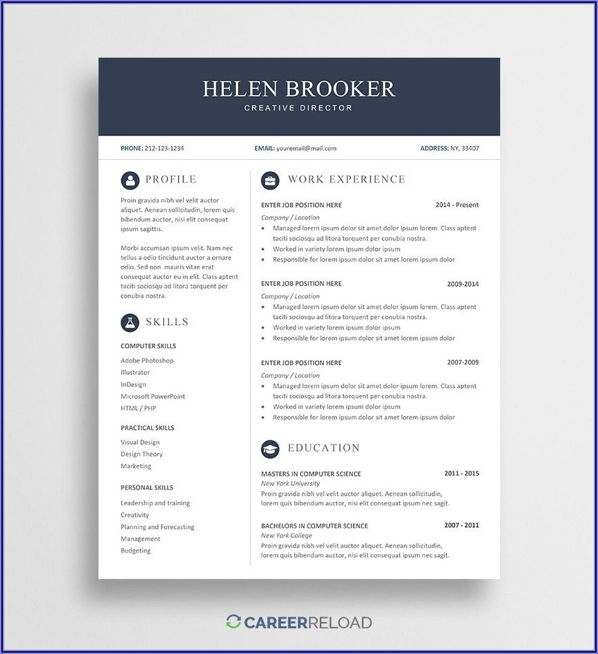 Creative Cv Template Free Download Word