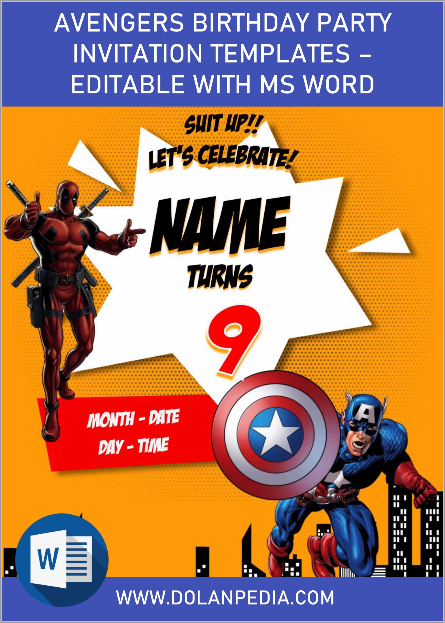 Editable Avengers Invitation Template