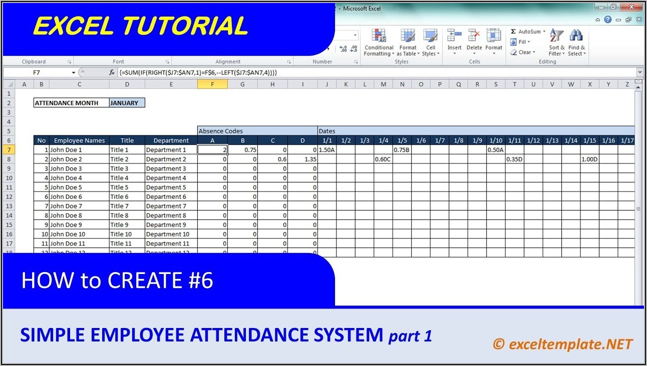 Employee Attendance Tracker Excel