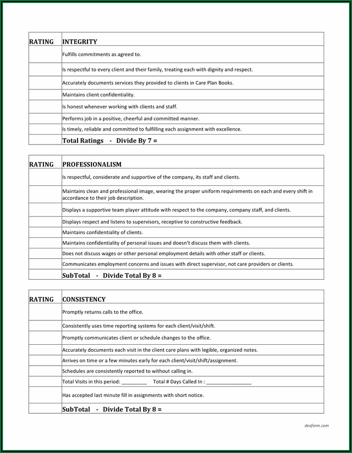 Employee Performance Evaluation Form Pdf