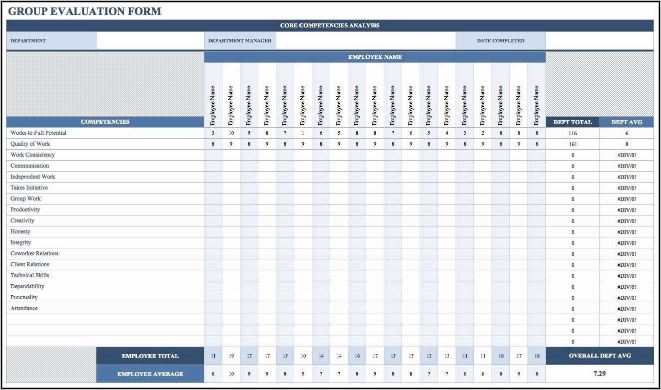 Employee Performance Review Template Excel Free
