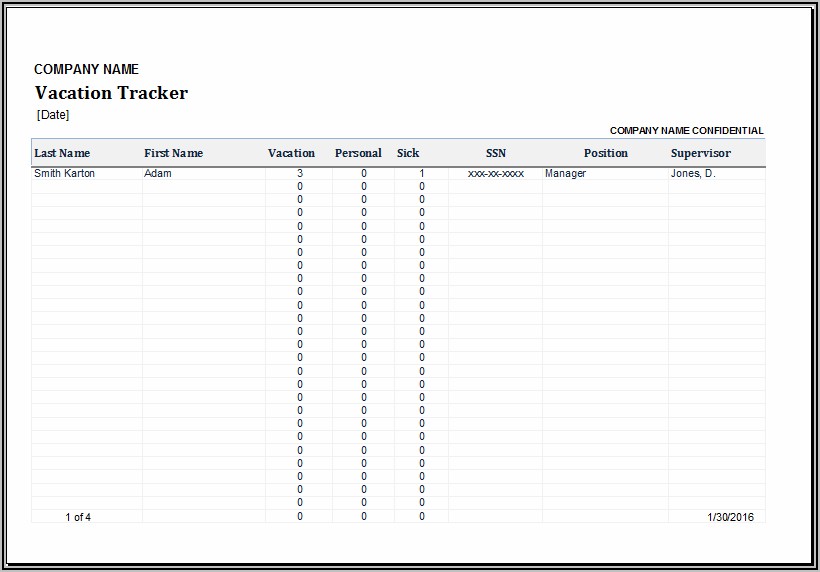 Employee Vacation Tracker Template