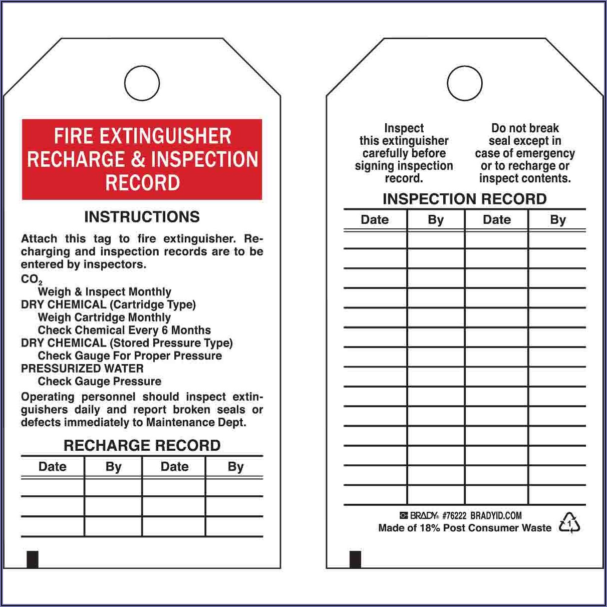 Fire Extinguisher Inspection Sheet
