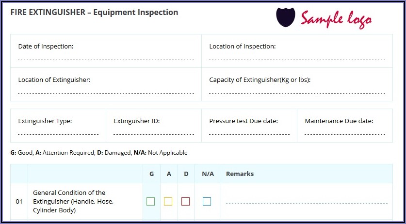 Fire Extinguisher Monthly Inspection Form