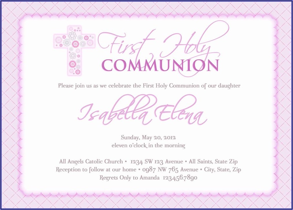 First Holy Communion Invitation Wordings