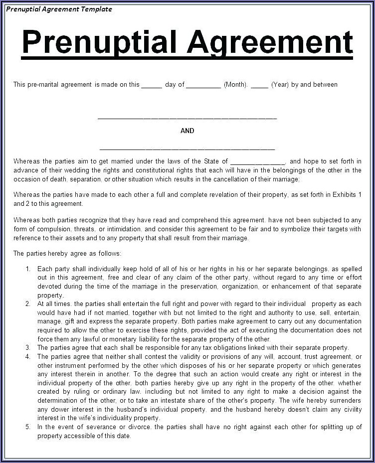 Florida Prenuptial Agreement Form Pdf