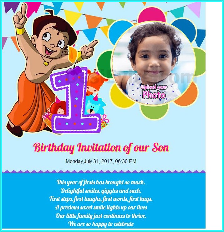 Free Chota Bheem Birthday Invitation Cards For Whatsapp