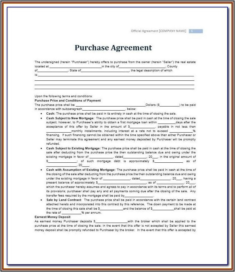 Free Commercial Real Estate Sales Contract Template