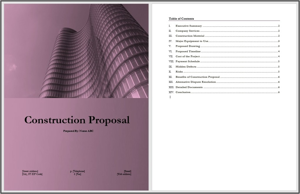Free Construction Proposal Templates
