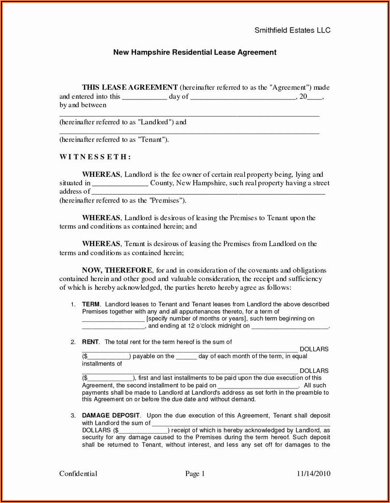 Free Landlord Tenant Agreement Form