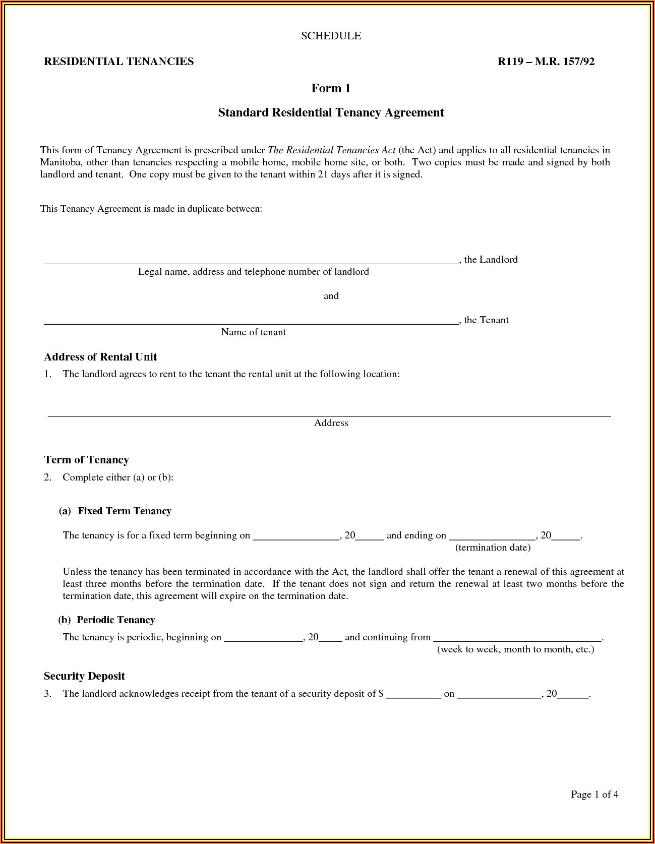 Free Landlord Tenant Agreement Template