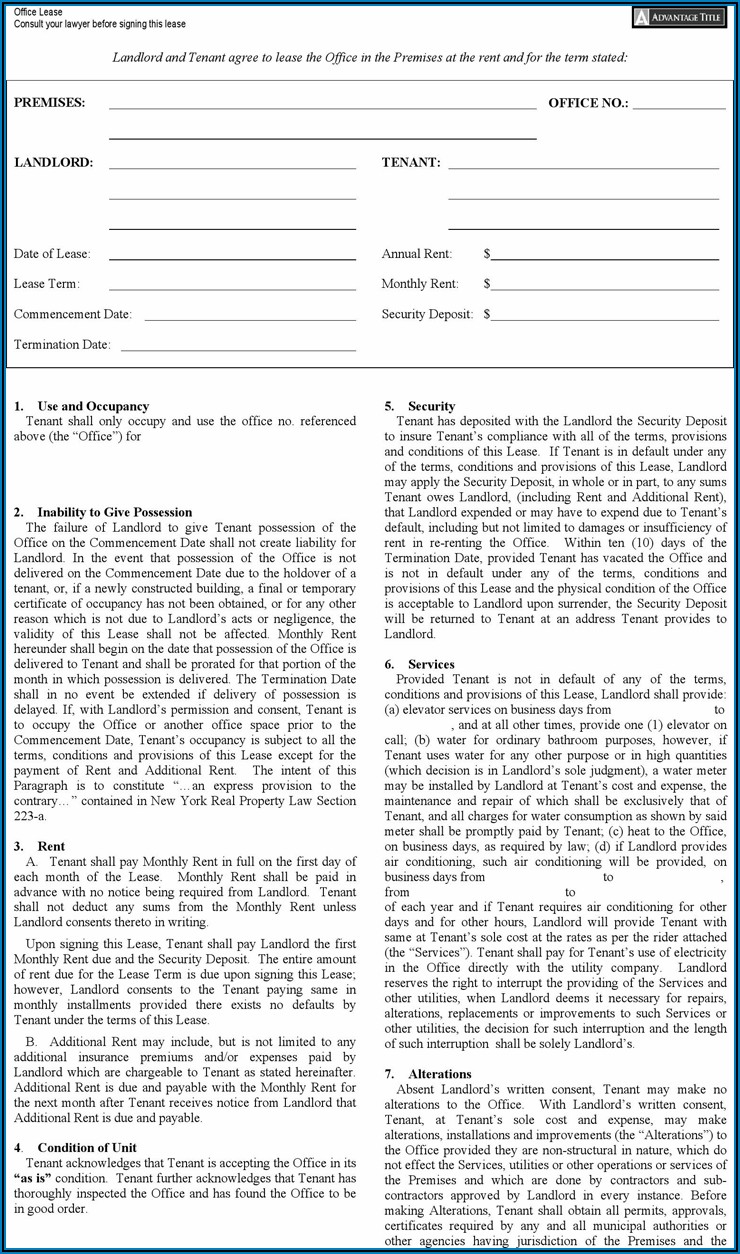 Free Office Lease Form