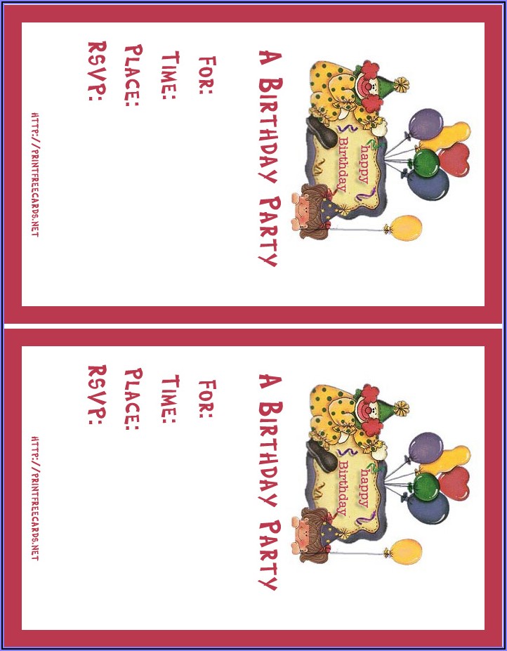 Free Printable Children's Birthday Invitations