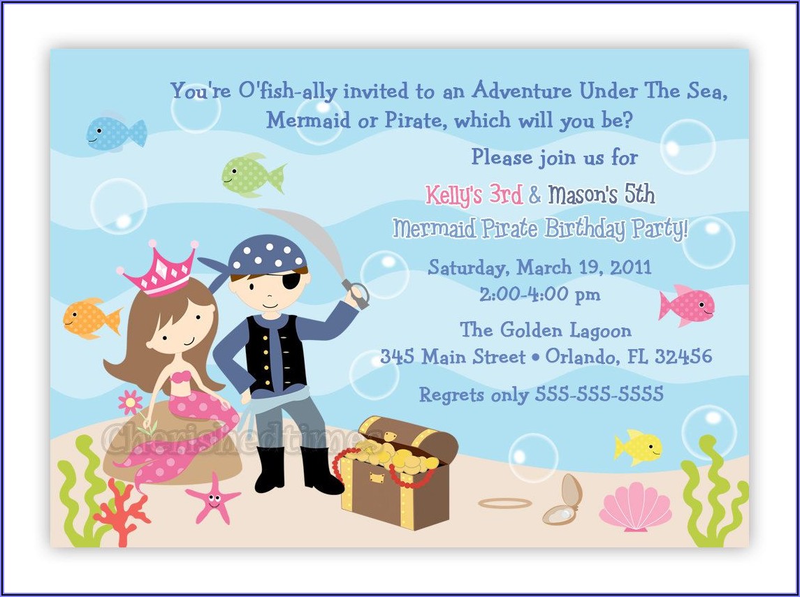 Free Printable Mermaid And Pirate Party Invitations