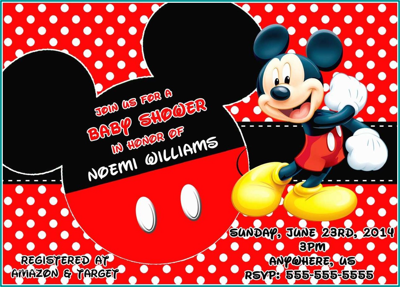 Free Printable Mickey Mouse Baby Shower Invitations