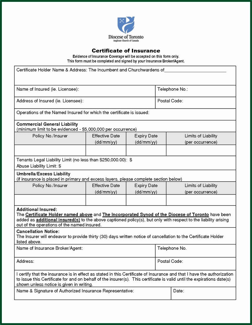 General Liability Insurance Waiver Form