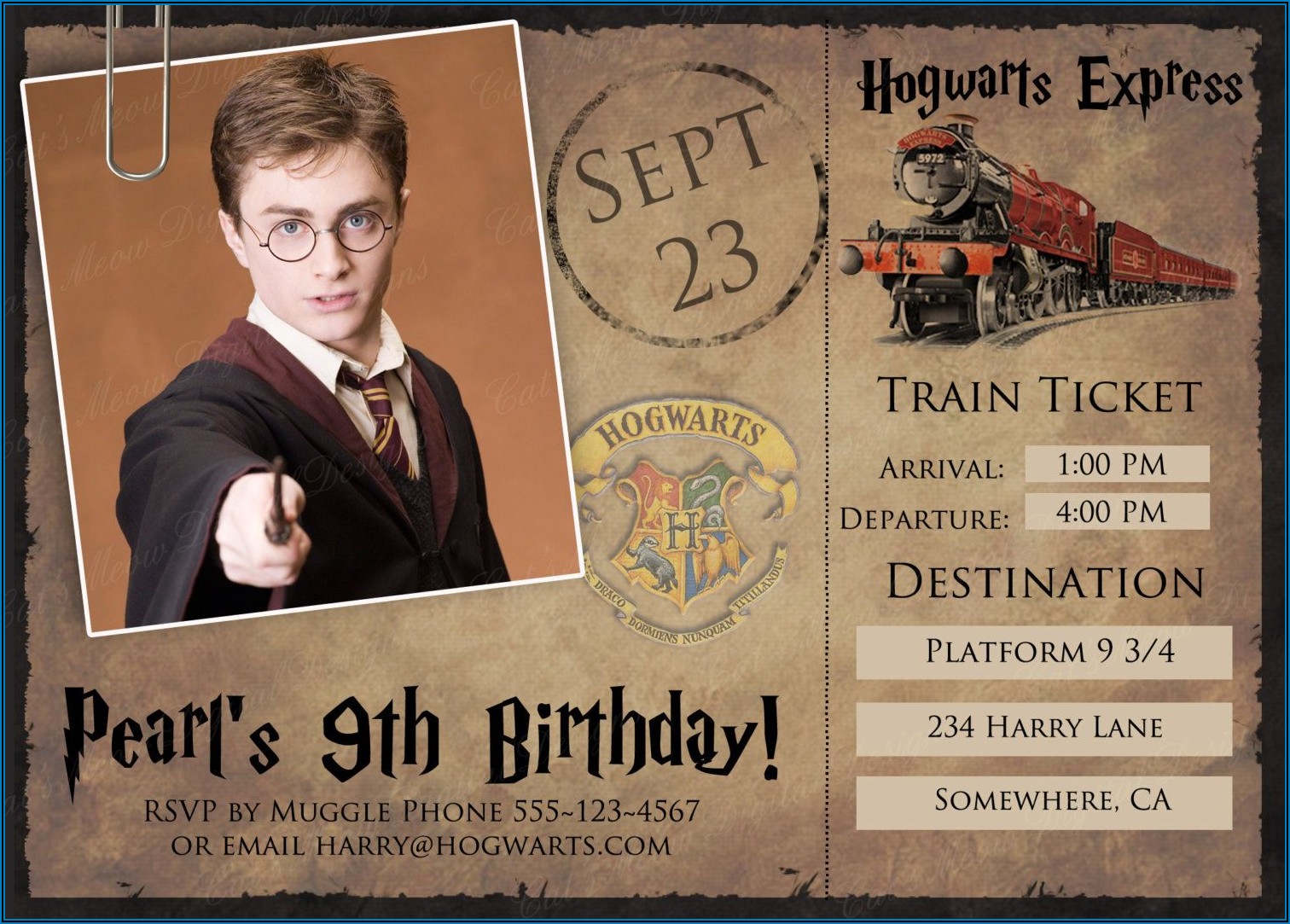Harry Potter Birthday Invitations Printable