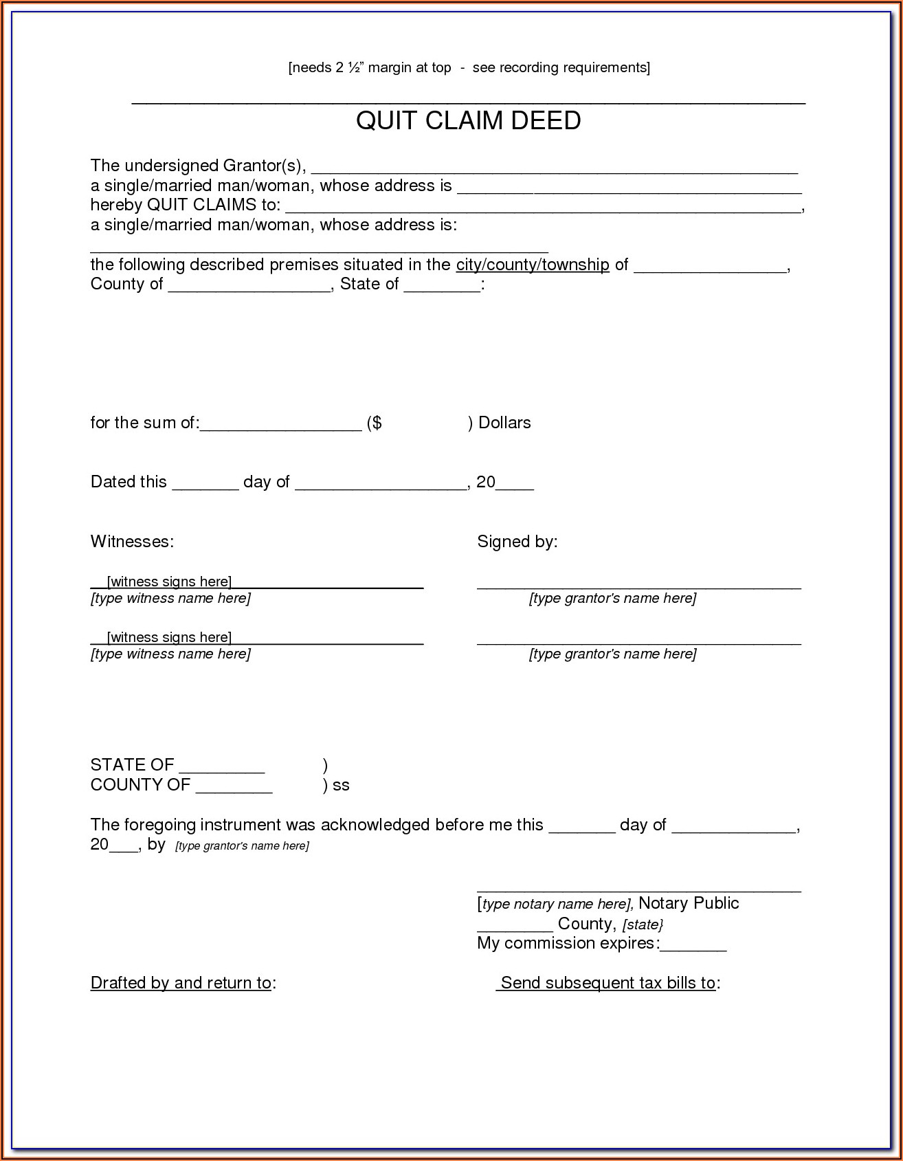 How Do I Fill Out A Quit Claim Deed Form