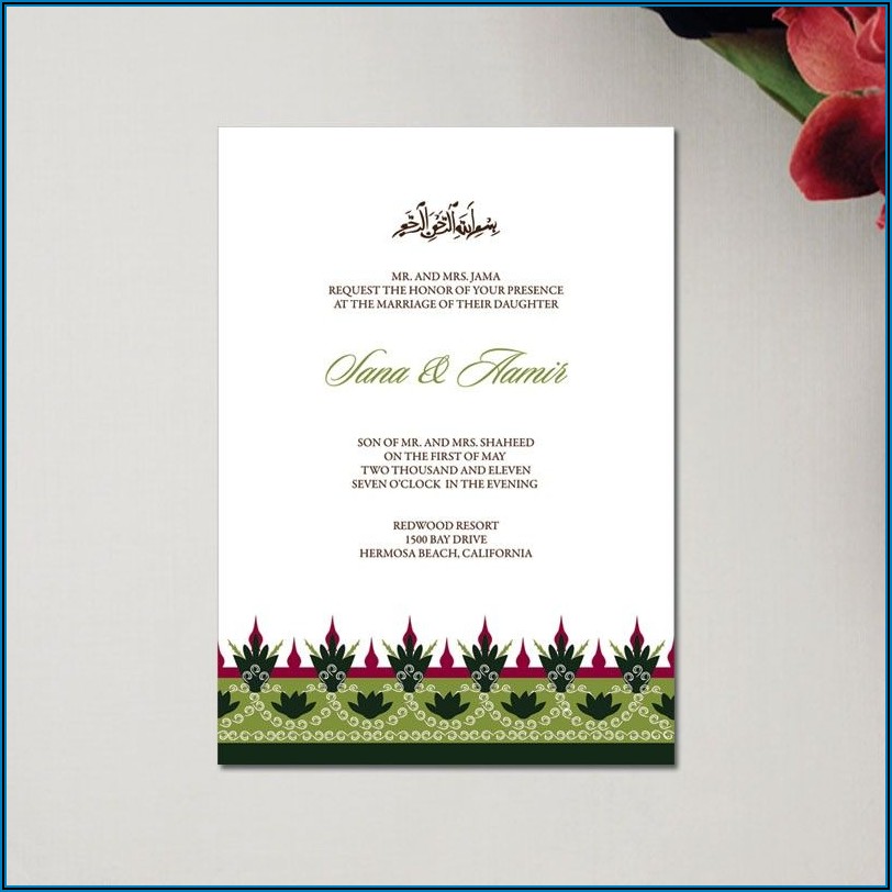 Indian Muslim Wedding Invitation Card Template