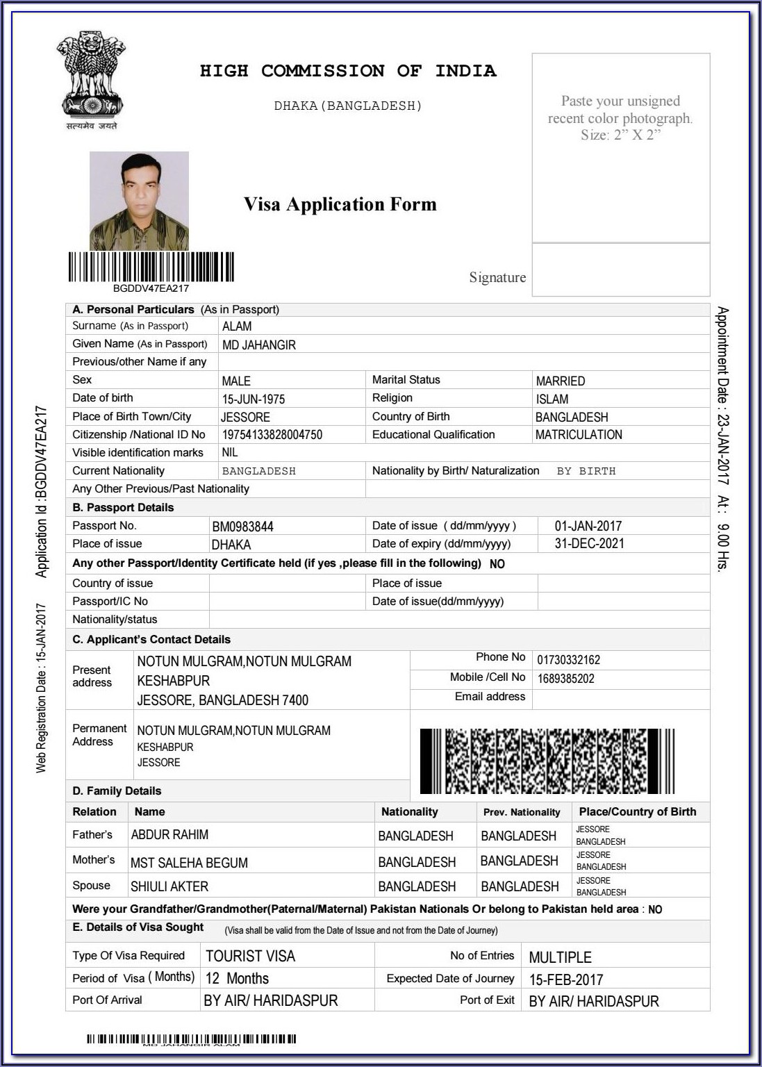 Indian Tourist Visa Form Pdf