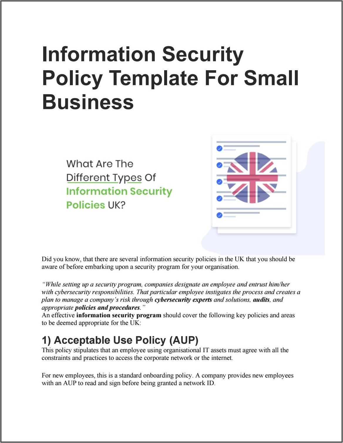 Information Security Policy Template For Small Business