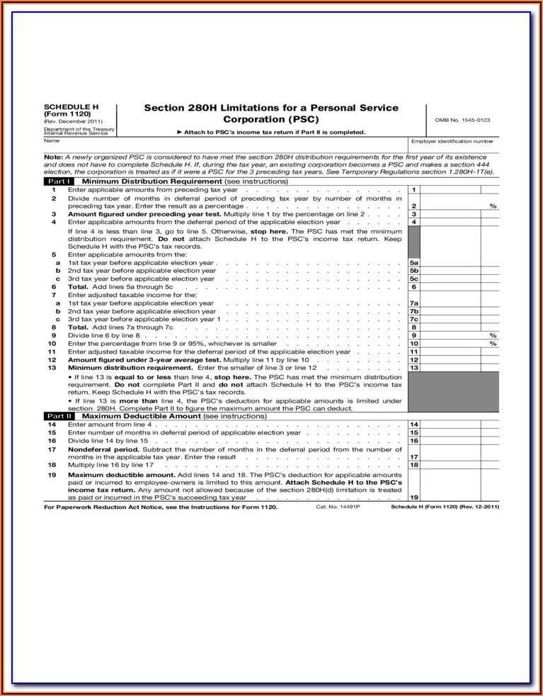 Irs Form 1120 For 2014