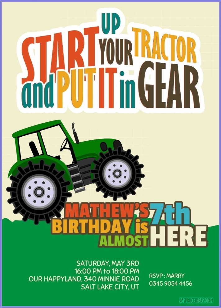 John Deere Tractor Birthday Invitations