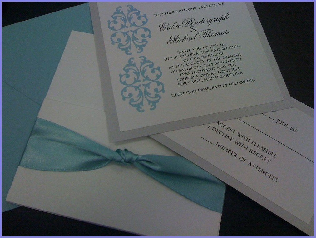 Light Blue And Silver Wedding Invitations