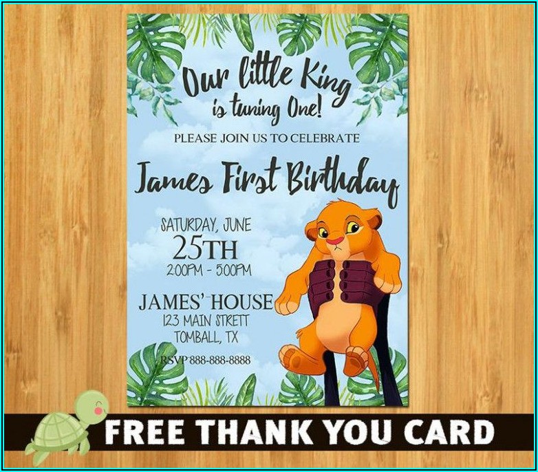 Lion King 1st Birthday Party Invitations