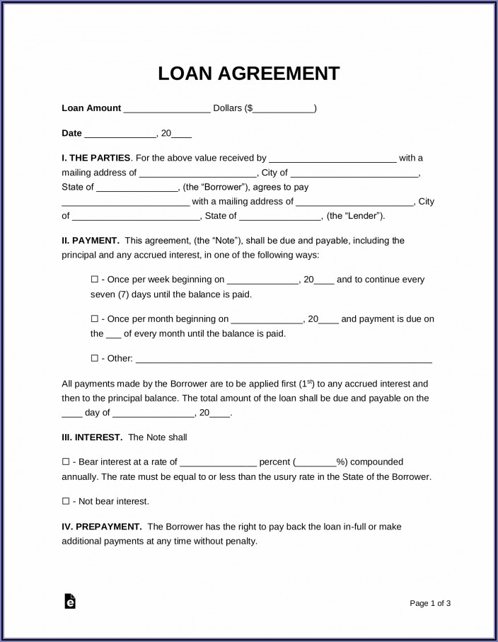 Loan Agreement Form Sample