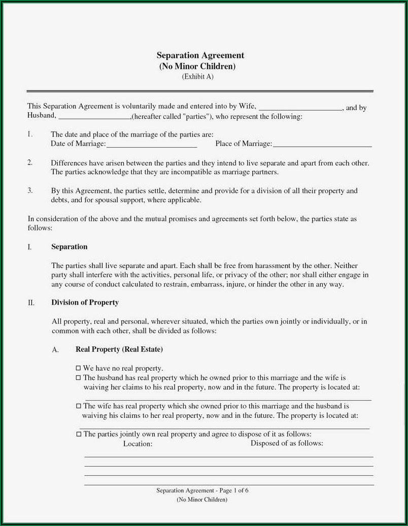 Marriage Separation Agreement Form
