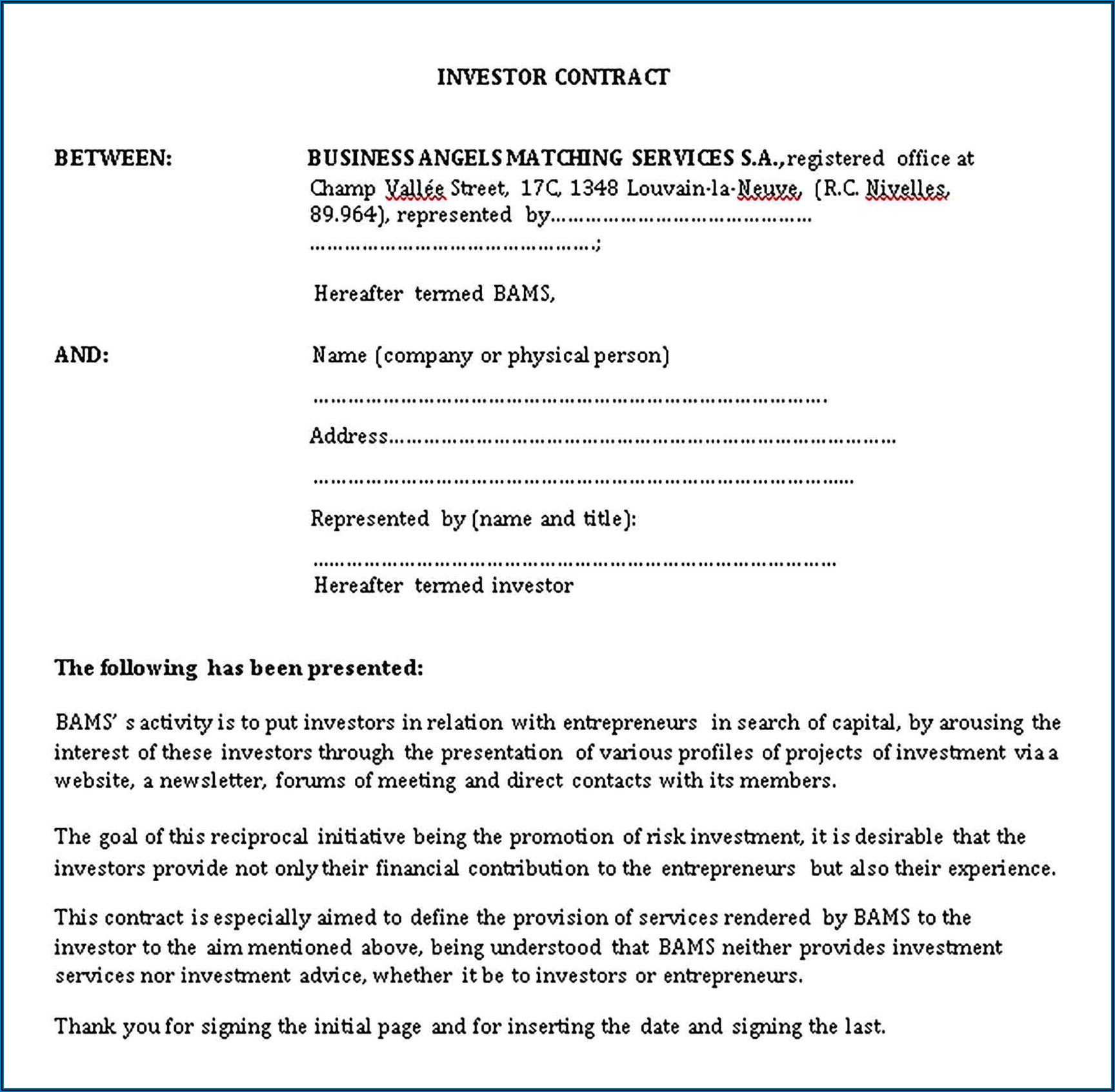 Master Subcontract Agreement Short Form