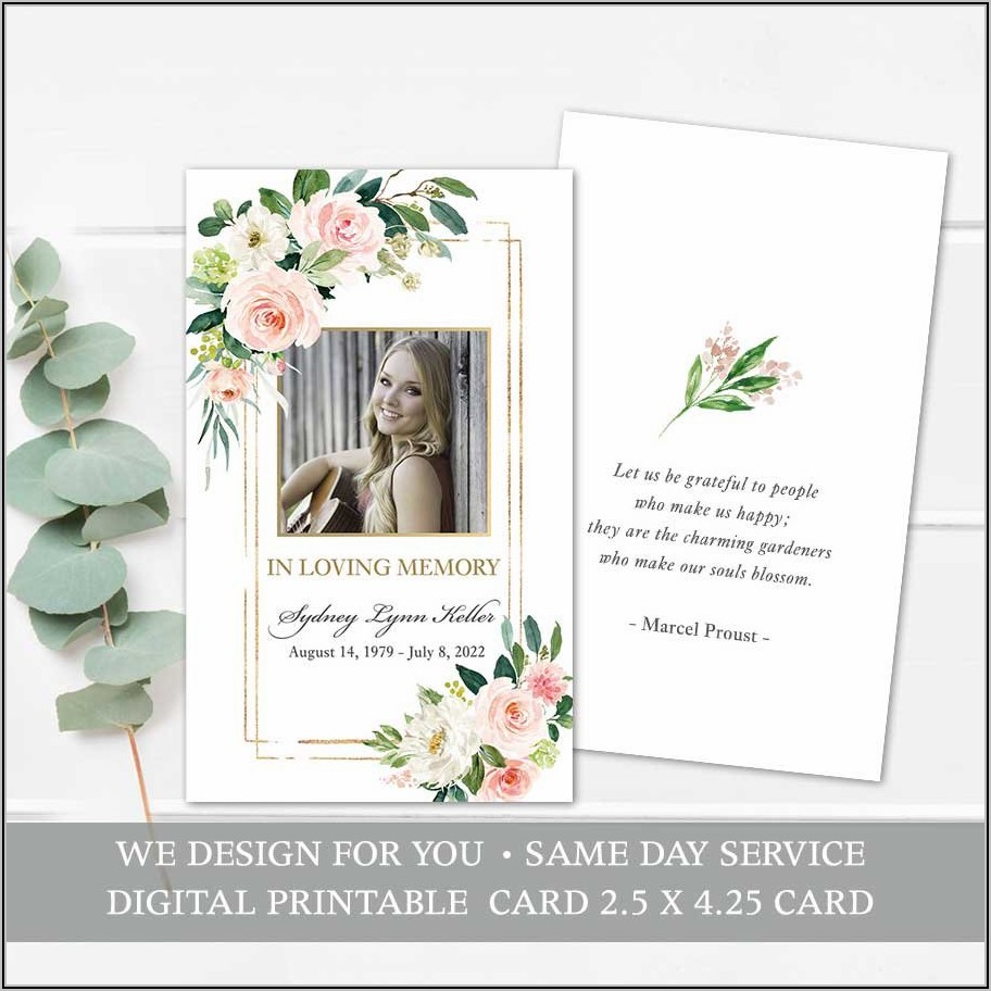 Memorial Cards For Funerals Template