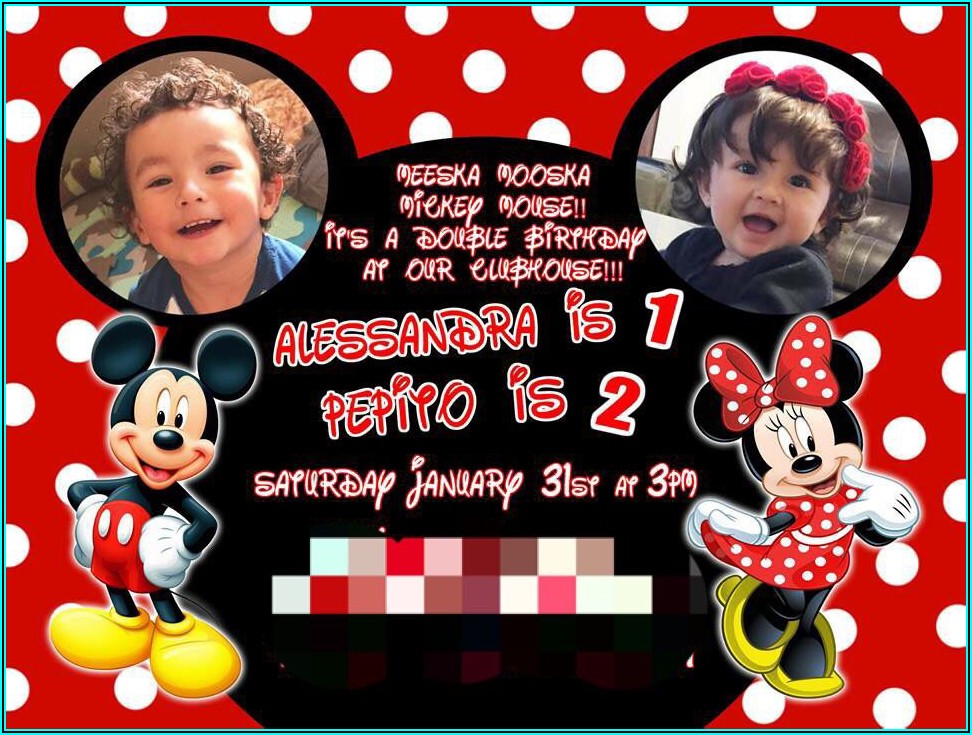 Mickey And Minnie Birthday Invitations For Twins