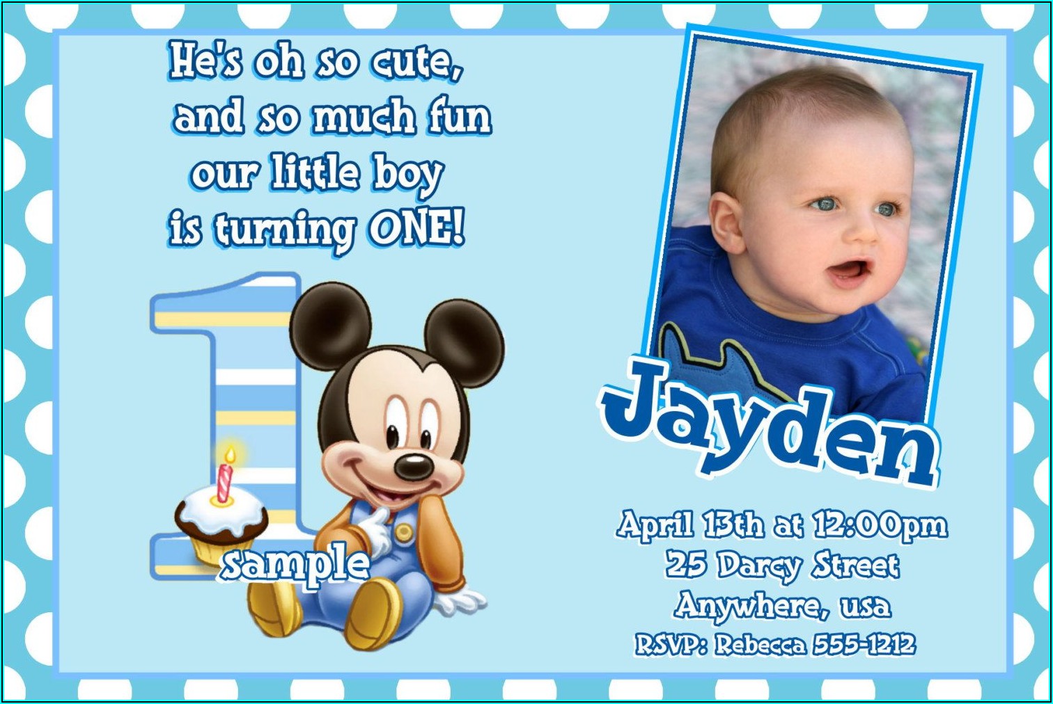 Mickey Mouse Birthday Invitations With Picture