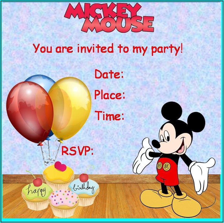 Mickey Mouse Birthday Invite Template Free
