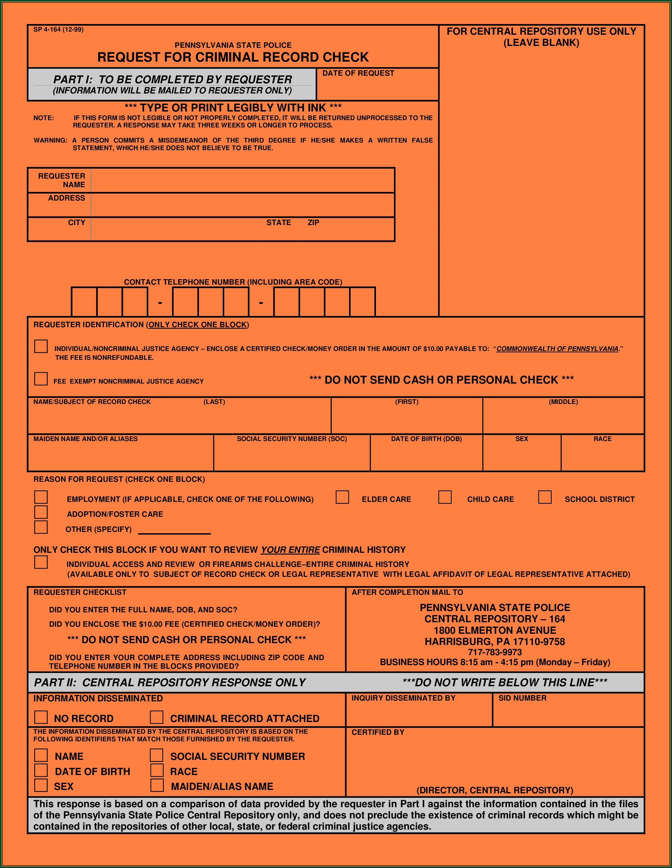 Missouri State Highway Patrol Criminal Background Check Form