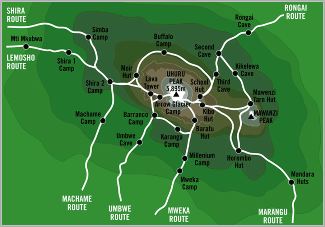Mt Kilimanjaro Route Maps