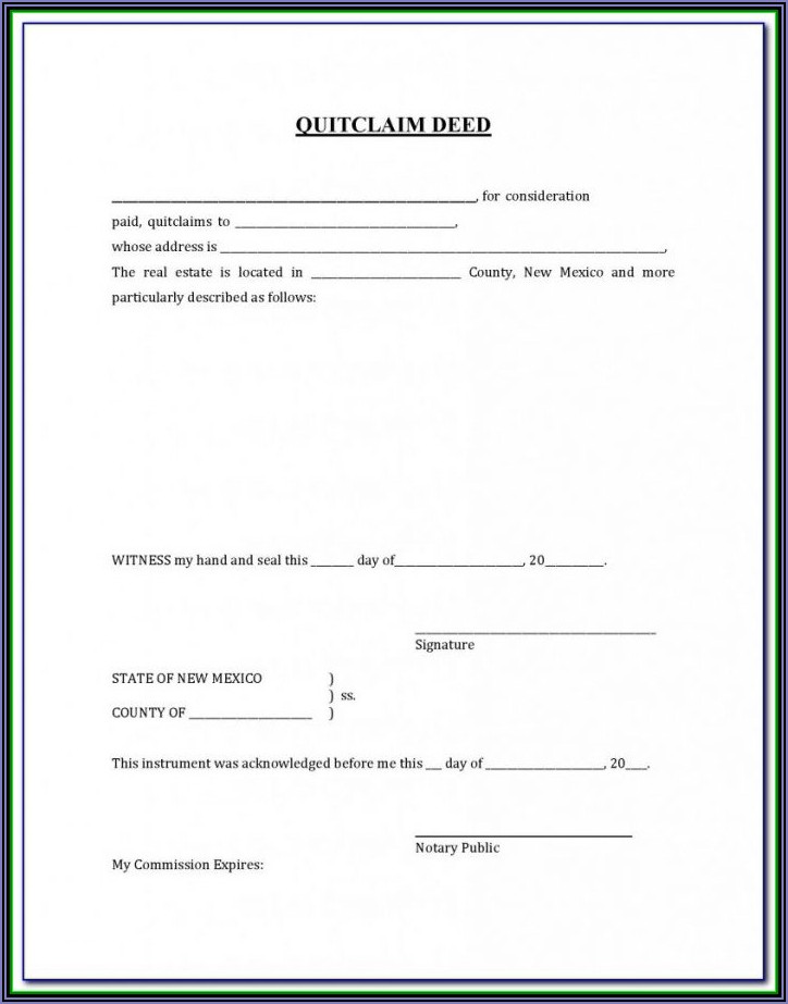 New Mexico Quit Claim Deed Form Pdf