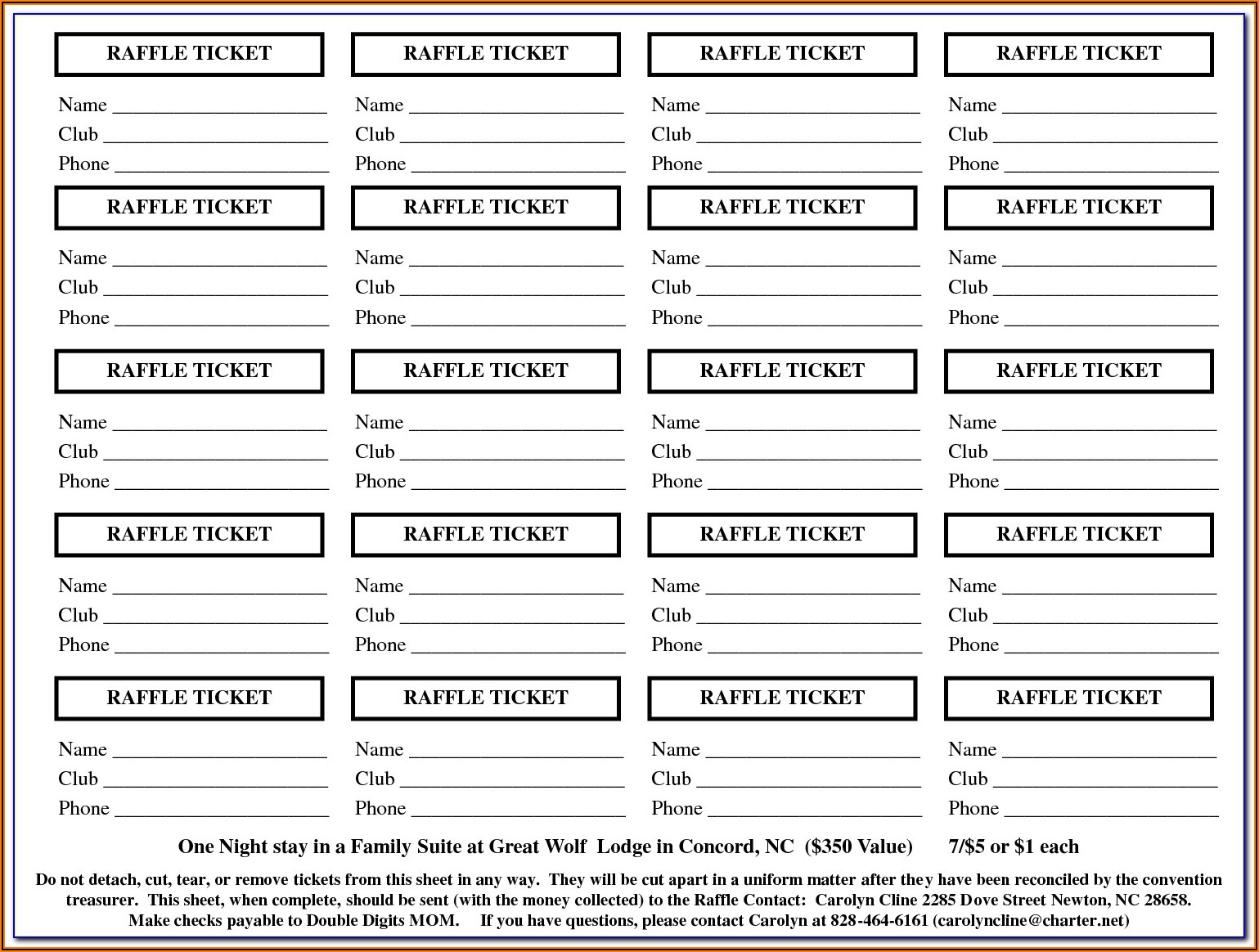 Numbered Raffle Tickets Template Free