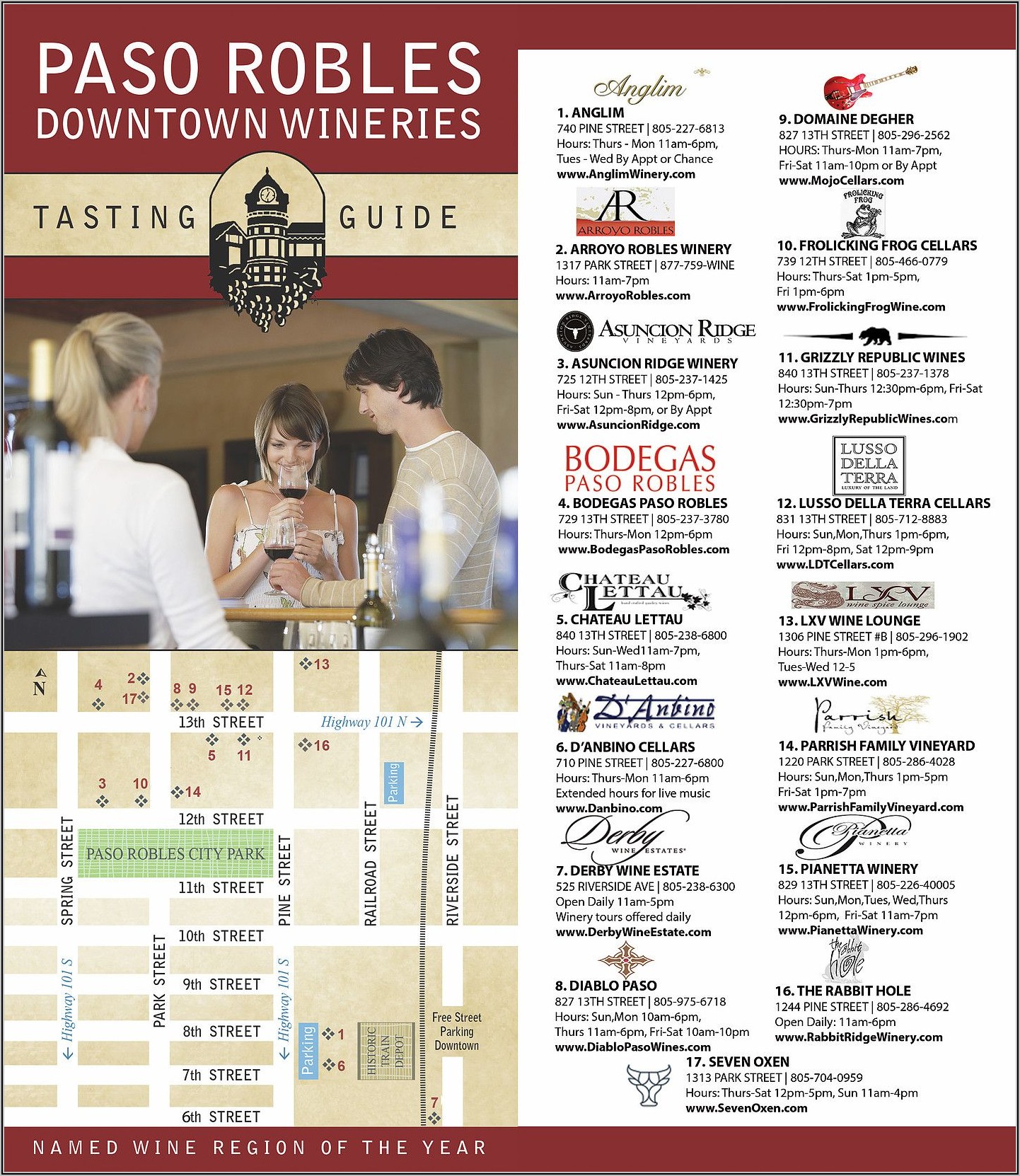Paso Robles Downtown Wineries Map