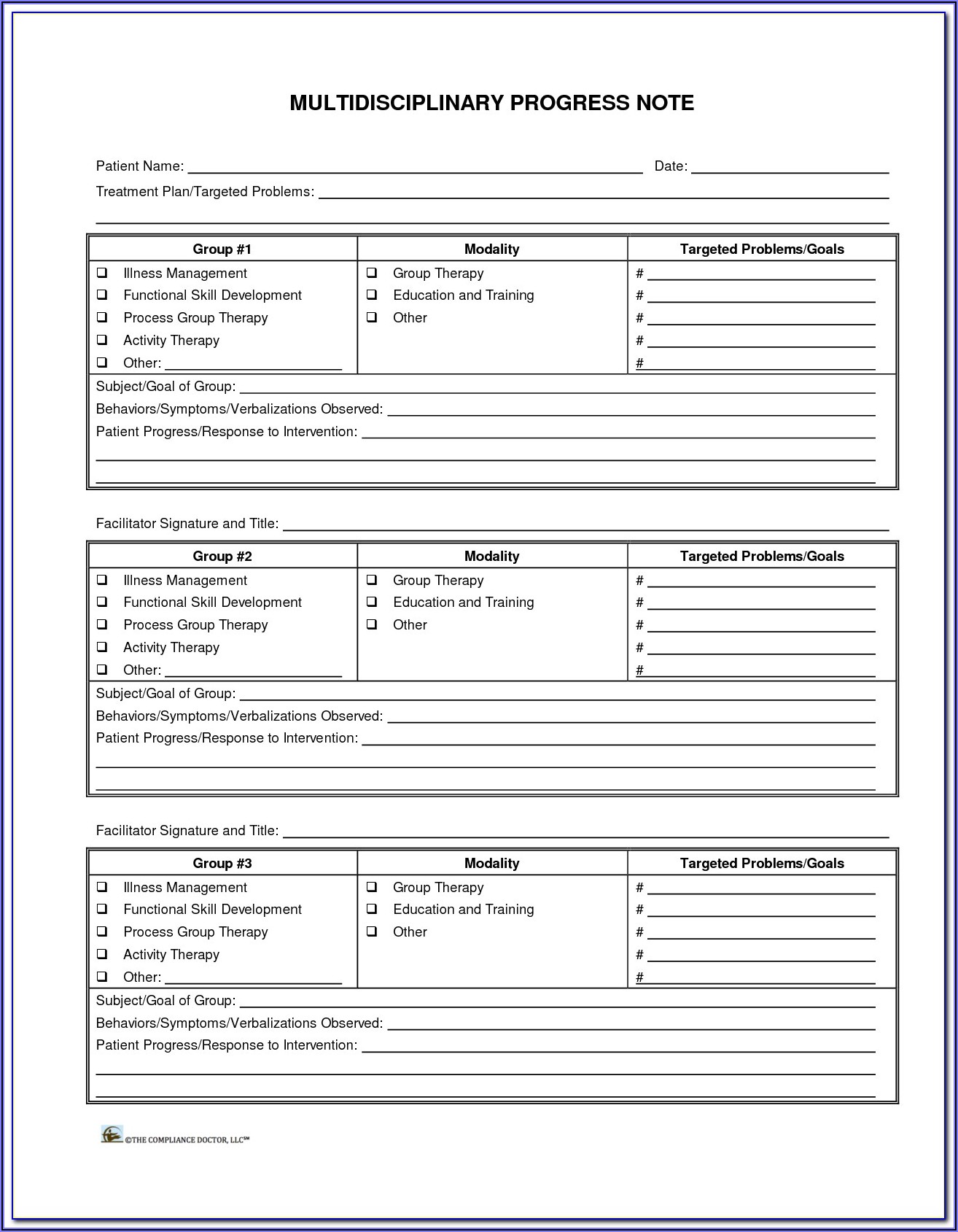 Progress Note Template Occupational Therapy