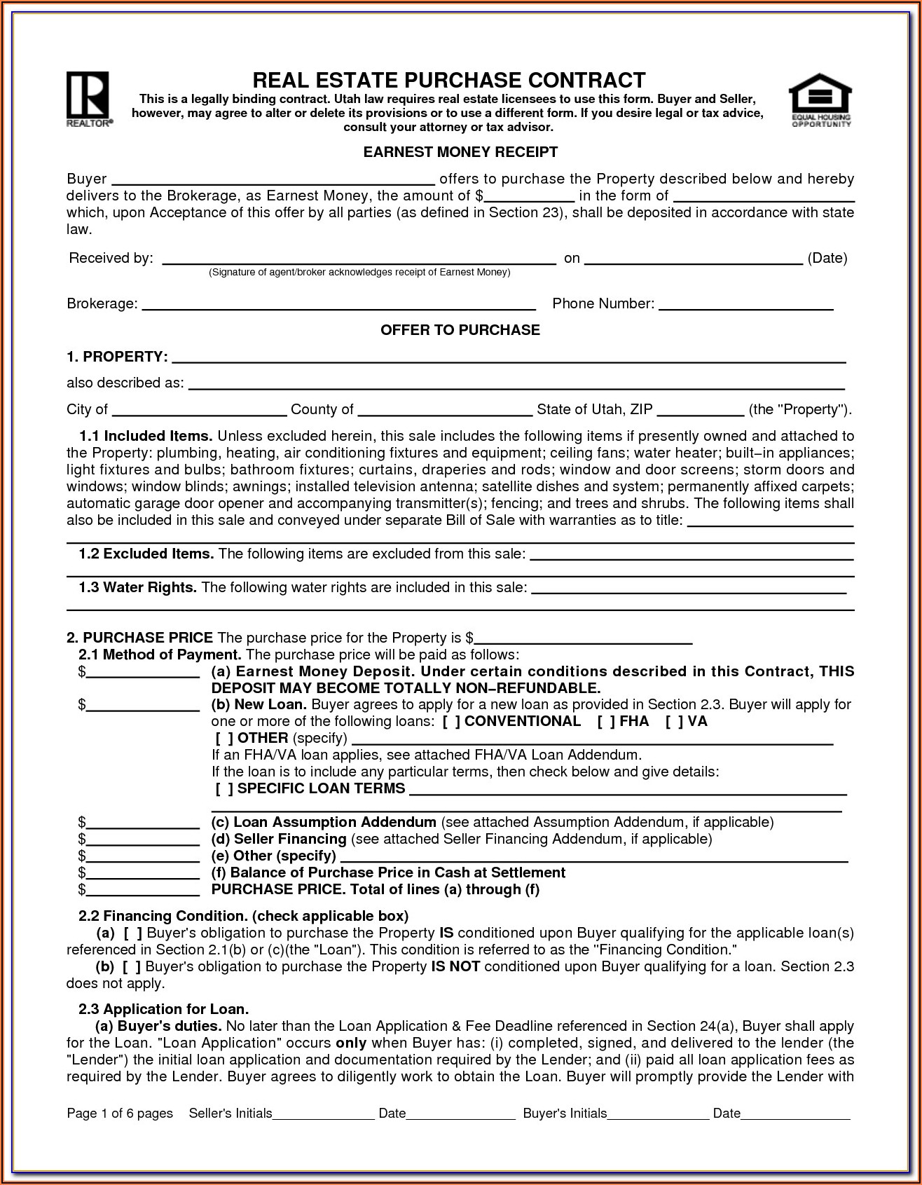 Real Estate Sales Agreement Form Ontario