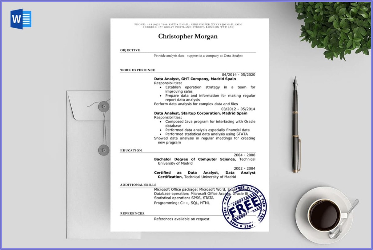 Resume Template Doc Free Download
