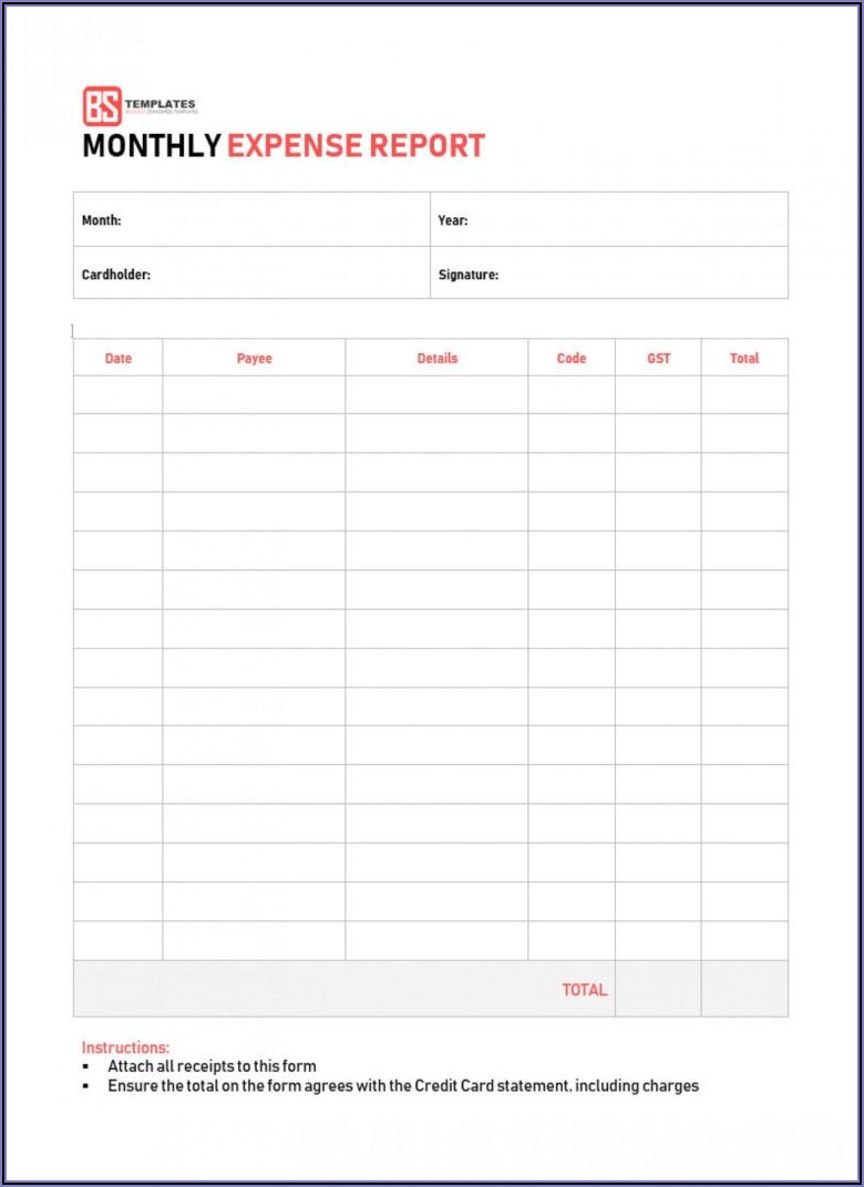 Sample Expense Report Forms Excel