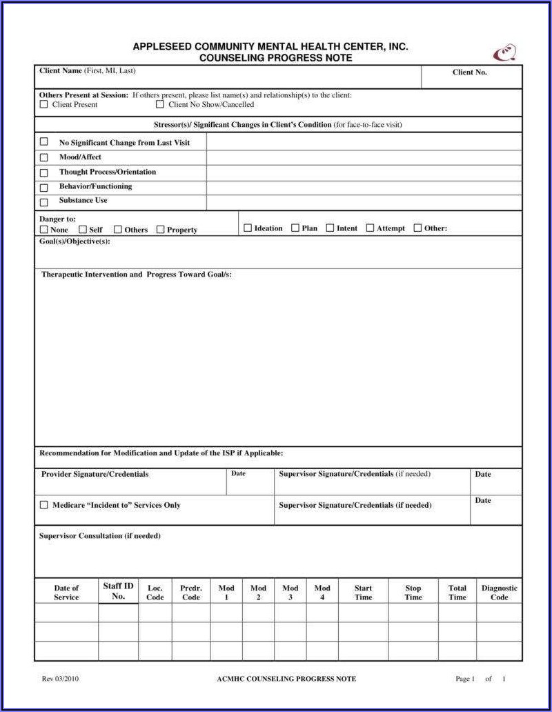 School Counseling Progress Notes Template
