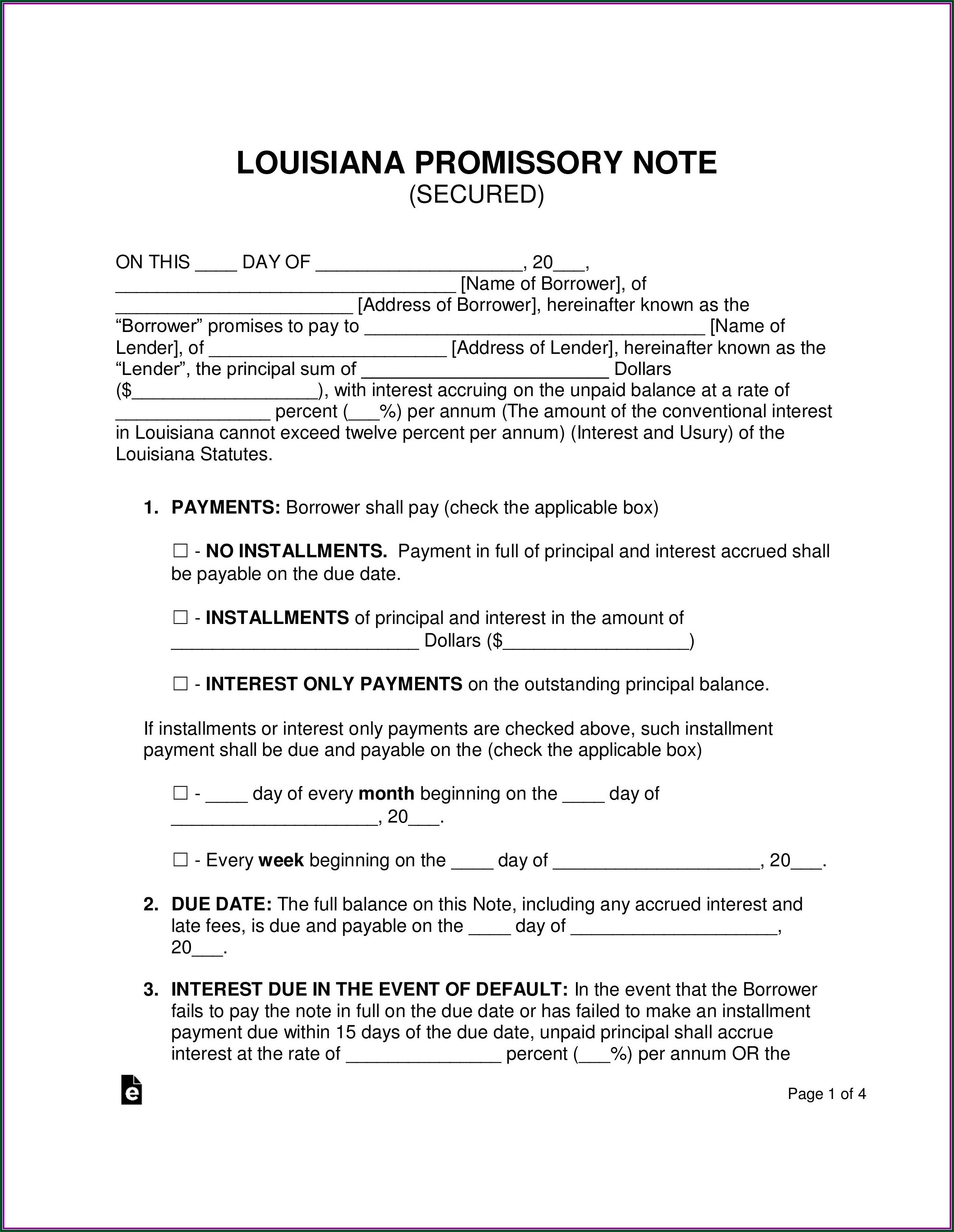 Secured Promissory Note Template Canada