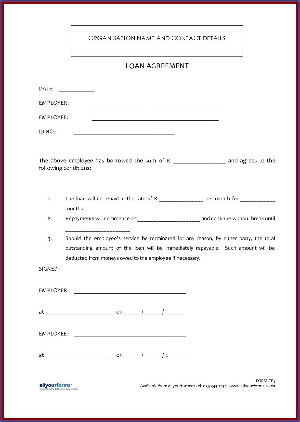 Simple Collateral Loan Agreement Template