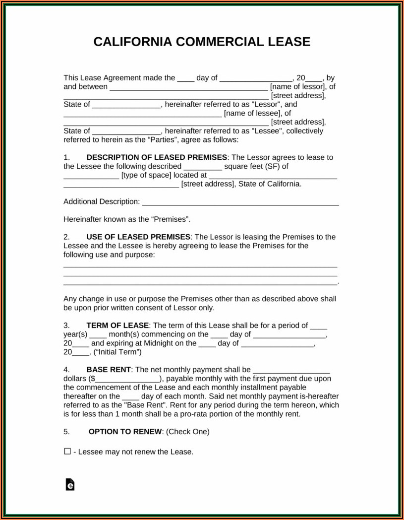 Simple Commercial Lease Agreement Pdf