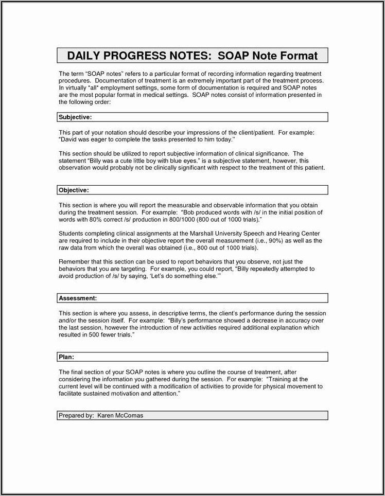 Soap Notes Template For Occupational Therapy